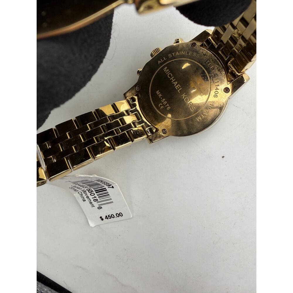 Michael Kors MK6997 Gold Tone Chronograph Watch Crystal Dial Date Women’s Box - Picture 10 of 11